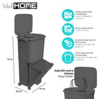 Papelera de reciclaje de clasificación selectiva con pedal. ruedas y asa de doble 38/42L