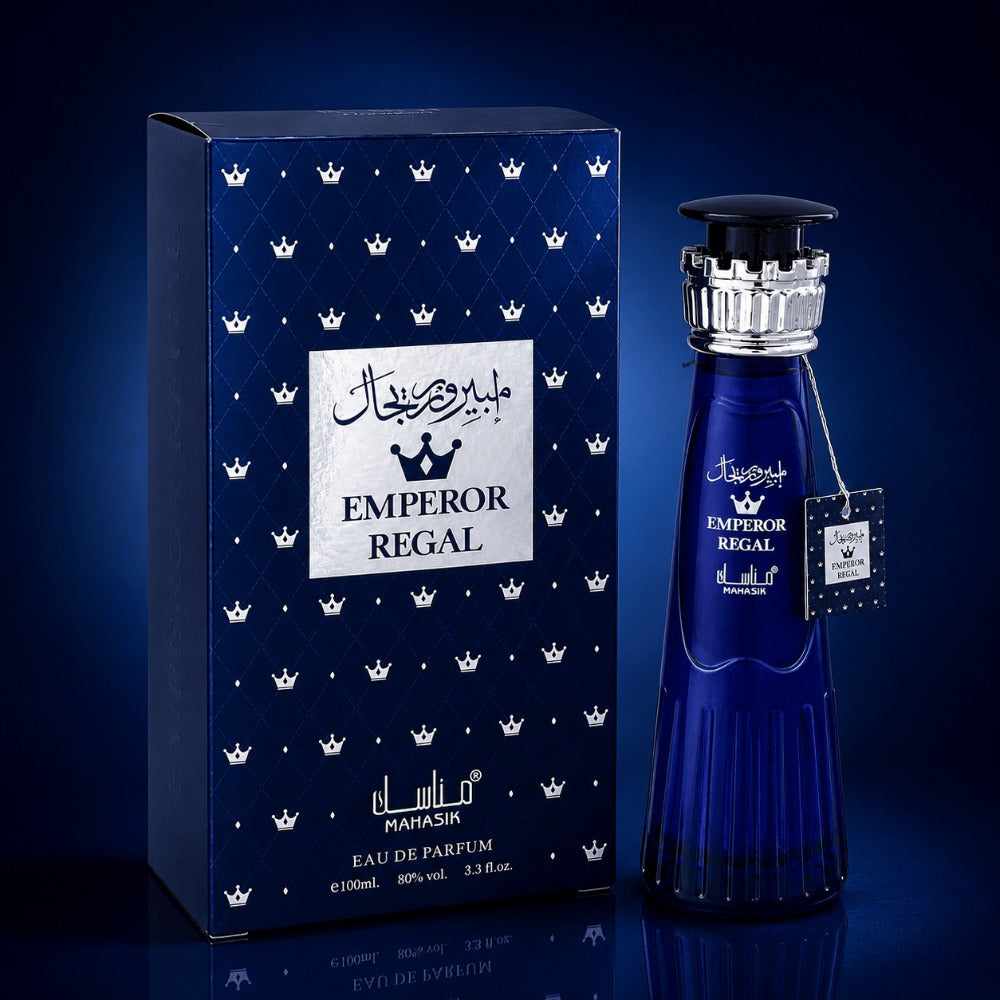 Perfume Árabe Emperor Regal 100ml Eau de Parfum para Hombre | Fragancia Premium de Larga Duración con Notas Frutales, Amaderadas y Almizcladas | Aroma Elegante, Sofisticado y Exclusivo