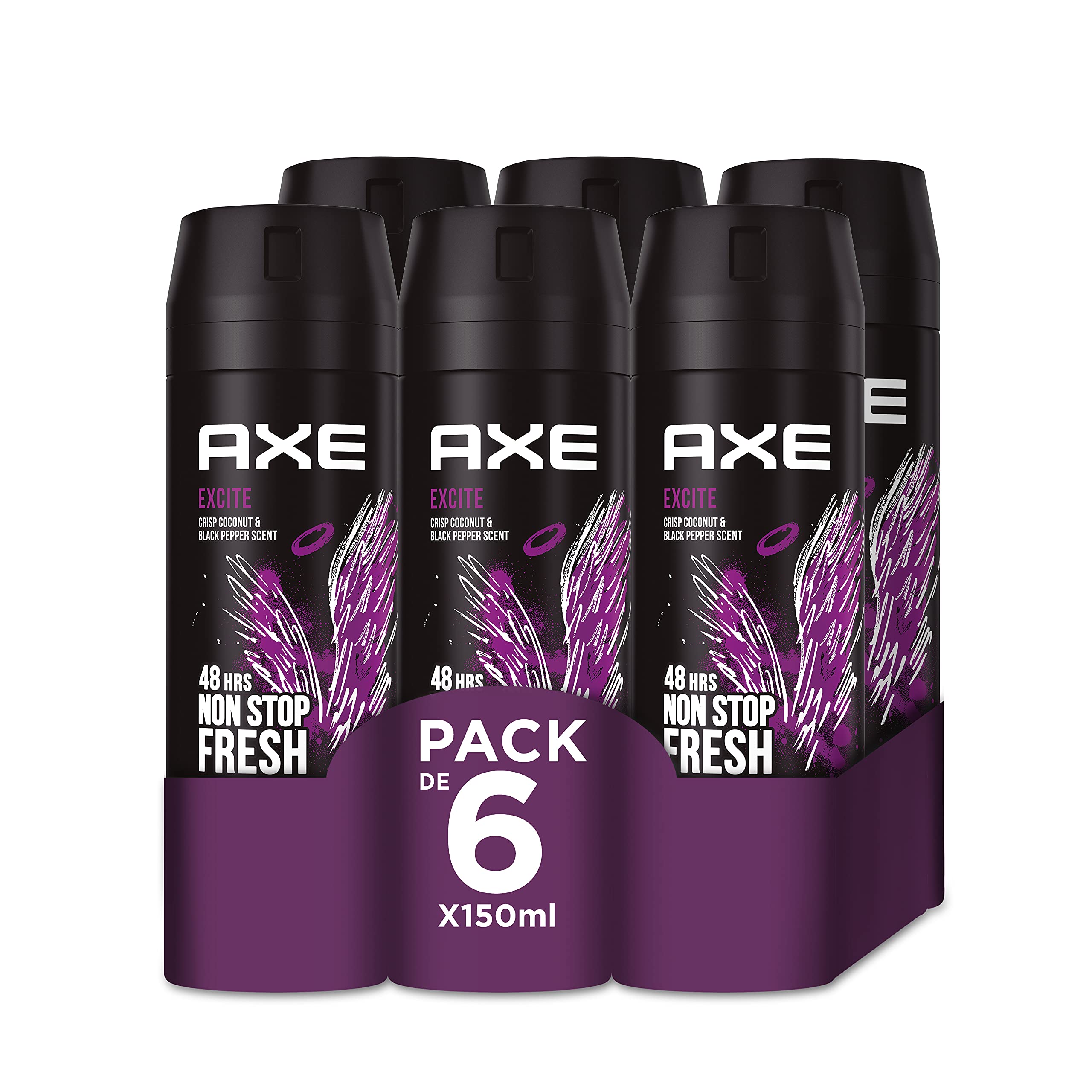 Axe Desodorante en Aerosol para Hombre Bodyspray Excite 150ml - Pack de 6