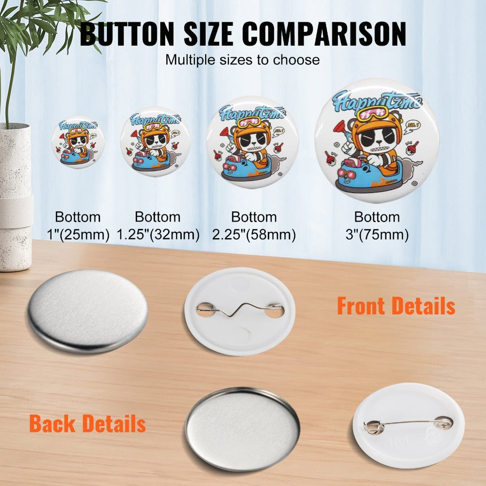 VEVOR Piezas de Insignias de Botón de 1.25" 32mm para Máquina de Hacer Insignias, 500 Juegos (Máquina No Incluida)