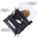 Pitillera tabaco de liar hombre y mujer tabaquera de cigarillos de PU y tela material hidrófugo forro impermeable con asa de mano