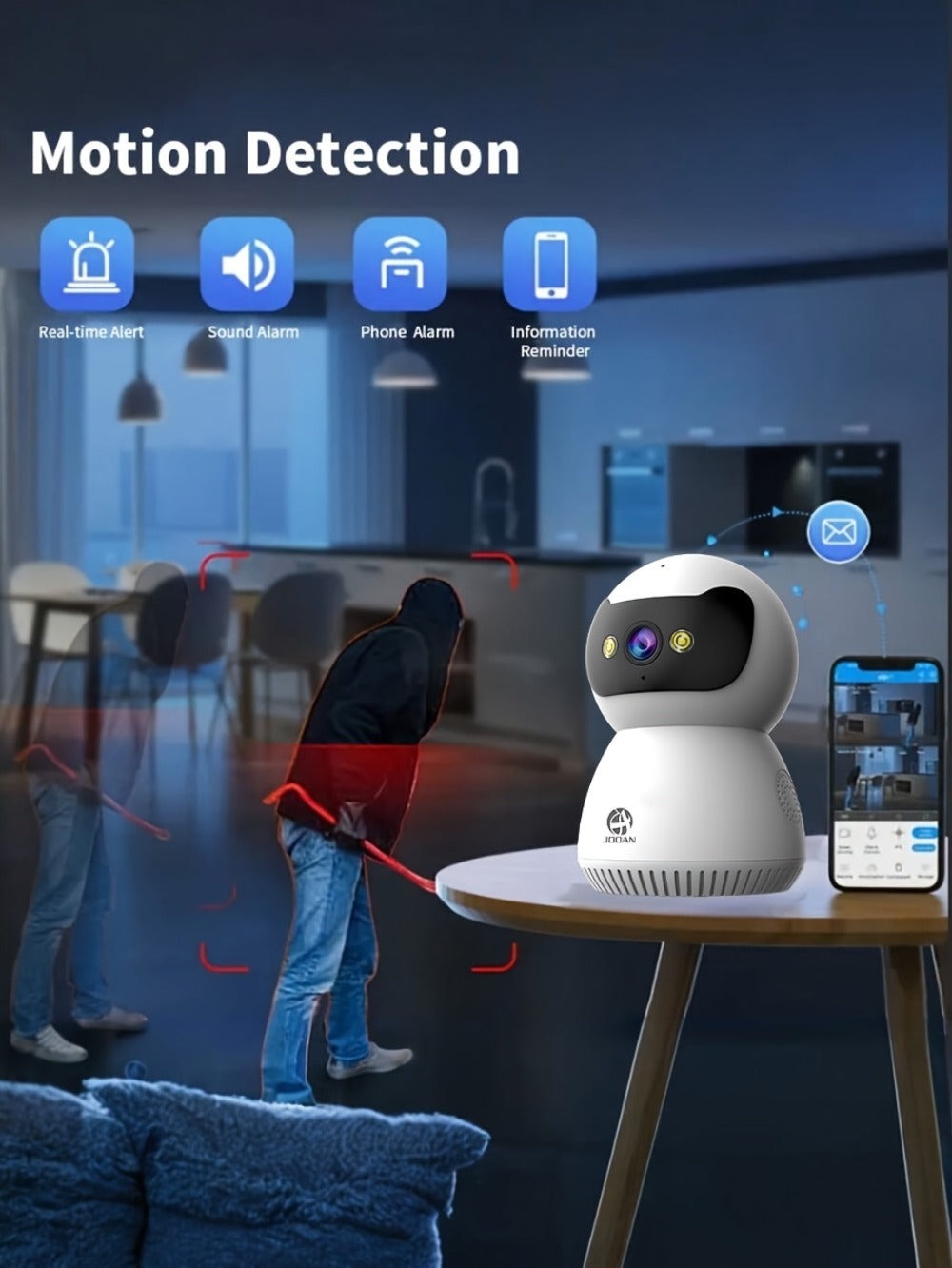 Cámara WiFi de doble banda 5G, monitoreo de seguridad sin varillas para el hogar 1080P - Cámara de seguridad con alarma y seguimiento giratorio de 355° con visión nocturna, control remoto por smartphone, un buen asistente de hogar para uso en interiores,
