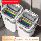 Nuevo juego de fregona plana y cubo 2026, apto para uso en seco y húmedo sin fregar a mano, equipado con 2-4 paños de fibra ultrafina lavables y reutilizables, adecuado para limpiar suelos, terrazas, baños, suministros y herramientas de limpieza esenciale