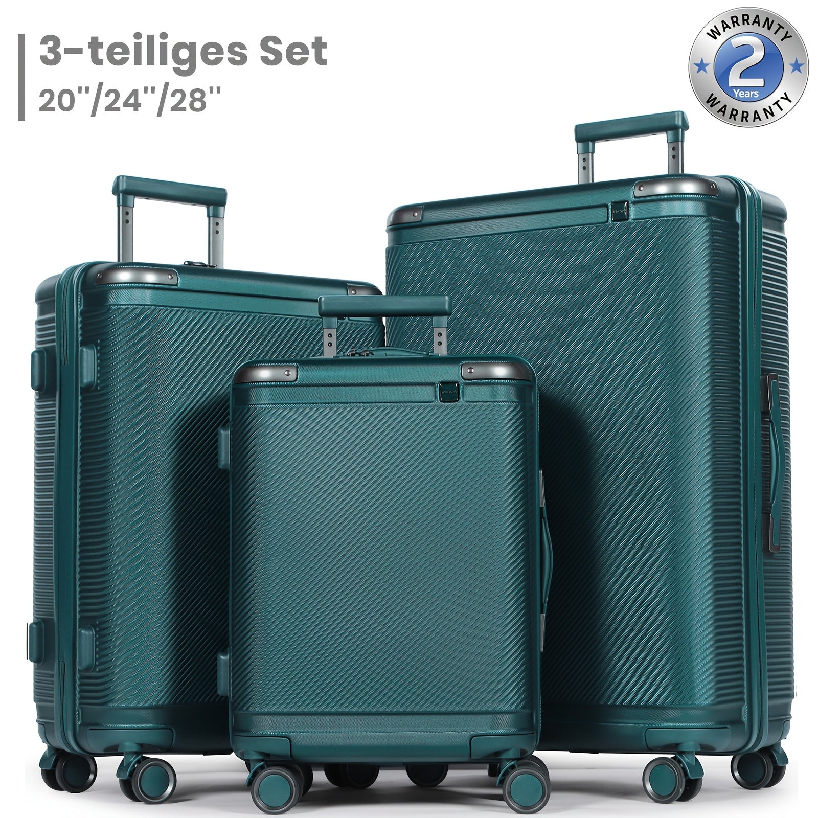 Juego de equipaje de tres piezas, que incluye una maleta de viaje con asa telescópica ajustable, una maleta rígida de ABS con cerradura TSA y ruedas blandas, una bolsa de cabina y equipaje con ruedas unisex.