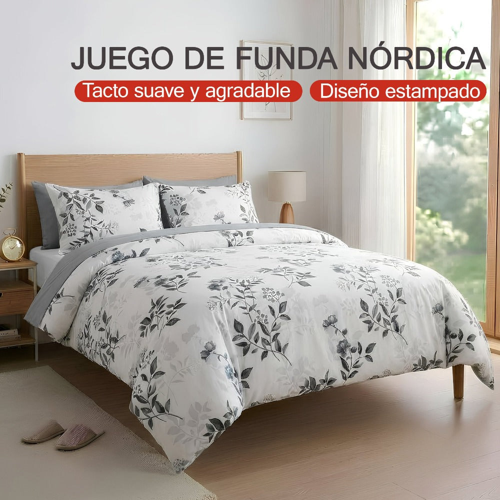 H HANSEL HOME Juego de Funda Nórdica Microfibra Transpirable – Set de Ropa de Cama con Funda de Edredón y Fundas de Almohada – Conjunto 2/3 Piezas para Dormitorio