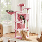Rascador para gatos Costoffs, de 145 cm de altura, robusto árbol trepador con postes de sisal para rascar, 2 cuevas para gatos y sisal de juego para gatos