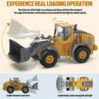 Cargadora a control remoto - Camión de juguete bulldozer a control remoto con operación de simulación de cucharón hidráulico, Colección de modelos de tractor de construcción de vehículos de ingeniería para niños y niñas