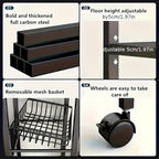 Estante de almacenamiento de metal dorado ajustable de 4 niveles con ruedas y 3 cestas - Estante organizador móvil para cocina, despensa, baño, armario - Diseño rodante para ahorrar espacio, regalo de inauguración y almacenamiento del hogar ()