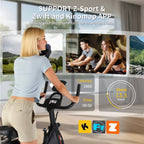 Bicicleta estática Kehot para interior | Rodillo de ciclismo silencioso con monitor LCD, resistencia ajustable y sensor de frecuencia cardíaca | Manillar y asiento ajustables en 6 niveles | Estructura robusta con capacidad de peso de 150 kg | Bicicleta de