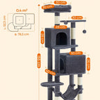 Torre rascadora para gatos 155 cm | Juego descanso y cuidado de las uñas