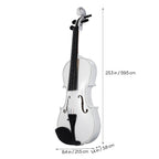 Violín de madera con arco, cuerdas, paño de limpieza y hombro - Elegante extremo blanco, incluye arco y accesorios para principiantes y profesionales, accesorios para violín, calidad profesional, diseño clásico, artesanía de alta calidad