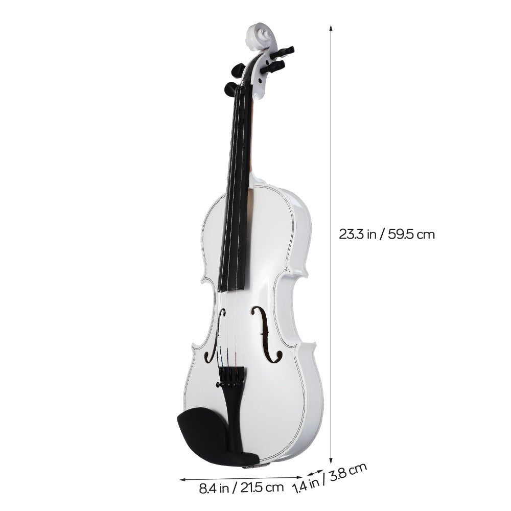 Violín de madera con arco, cuerdas, paño de limpieza y hombro - Elegante extremo blanco, incluye arco y accesorios para principiantes y profesionales, accesorios para violín, calidad profesional, diseño clásico, artesanía de alta calidad