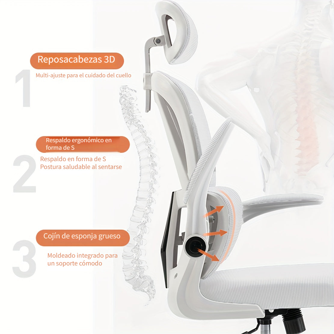 Silla de oficina | Adecuado para Escritorios y Sillas Portátiles de Oficina en Casa con Reposabrazos, Sillas de Soporte Lumbar, Sillas de Oficina