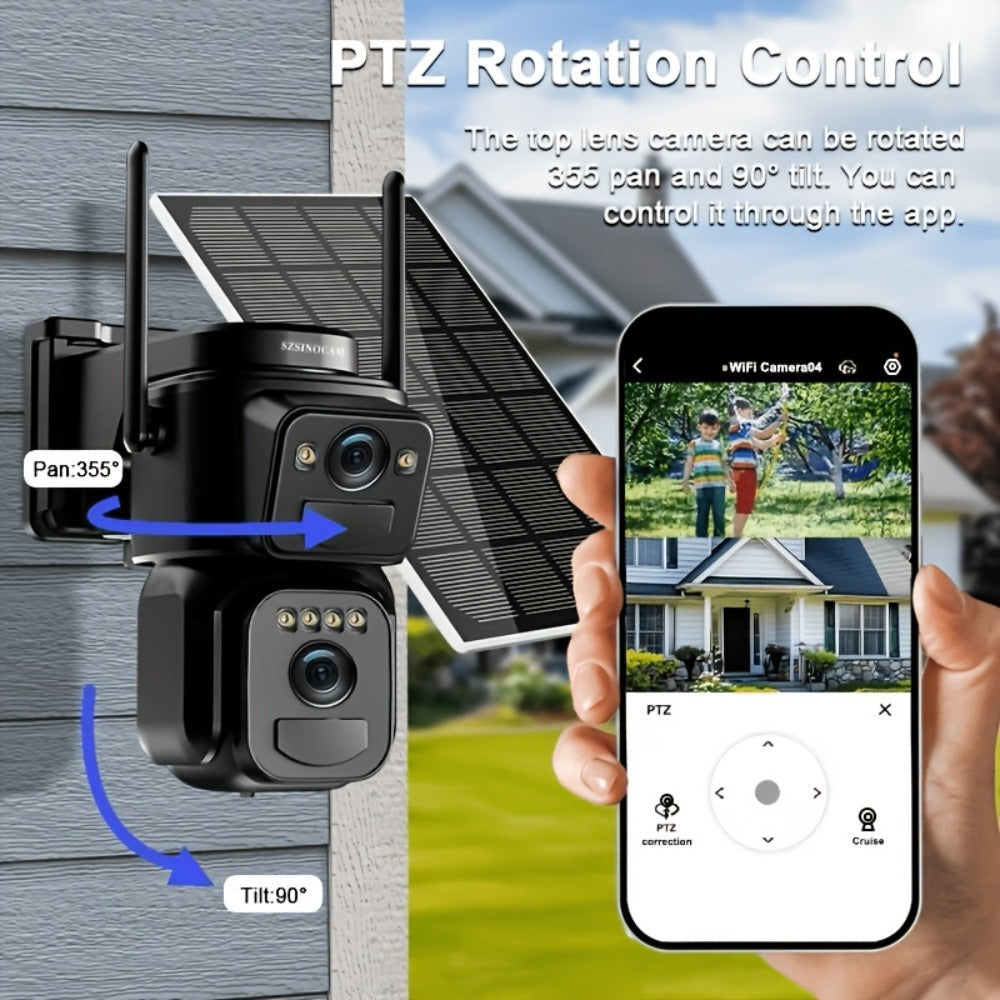 [Zoom 10x] Cámara cctv WiFi 2K qhd 8000mah, 2K 360 grados con batería panel solar bajo consumo