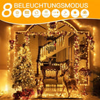 Guirnalda de luces LED de hadas de 100 m + 5 m de largo, 1000 cuentas LED, enchufe de salida de 31 V, luces LED de hadas para árbol de Navidad alimentadas por corriente con temporizador, función de memoria, 8 modos, decoraciones iluminadas para festividad
