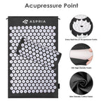 Aspria Set de Acupresión Verde 3/4 Piezas, Colchoneta de Acupresión y Almohada de Acupresión, para que te Relajes Cuerpo y Mente. Colchoneta de Acupresión Verde + Toalla Gruesa + Bolsa de Almacenamiento. MGY-S3-004