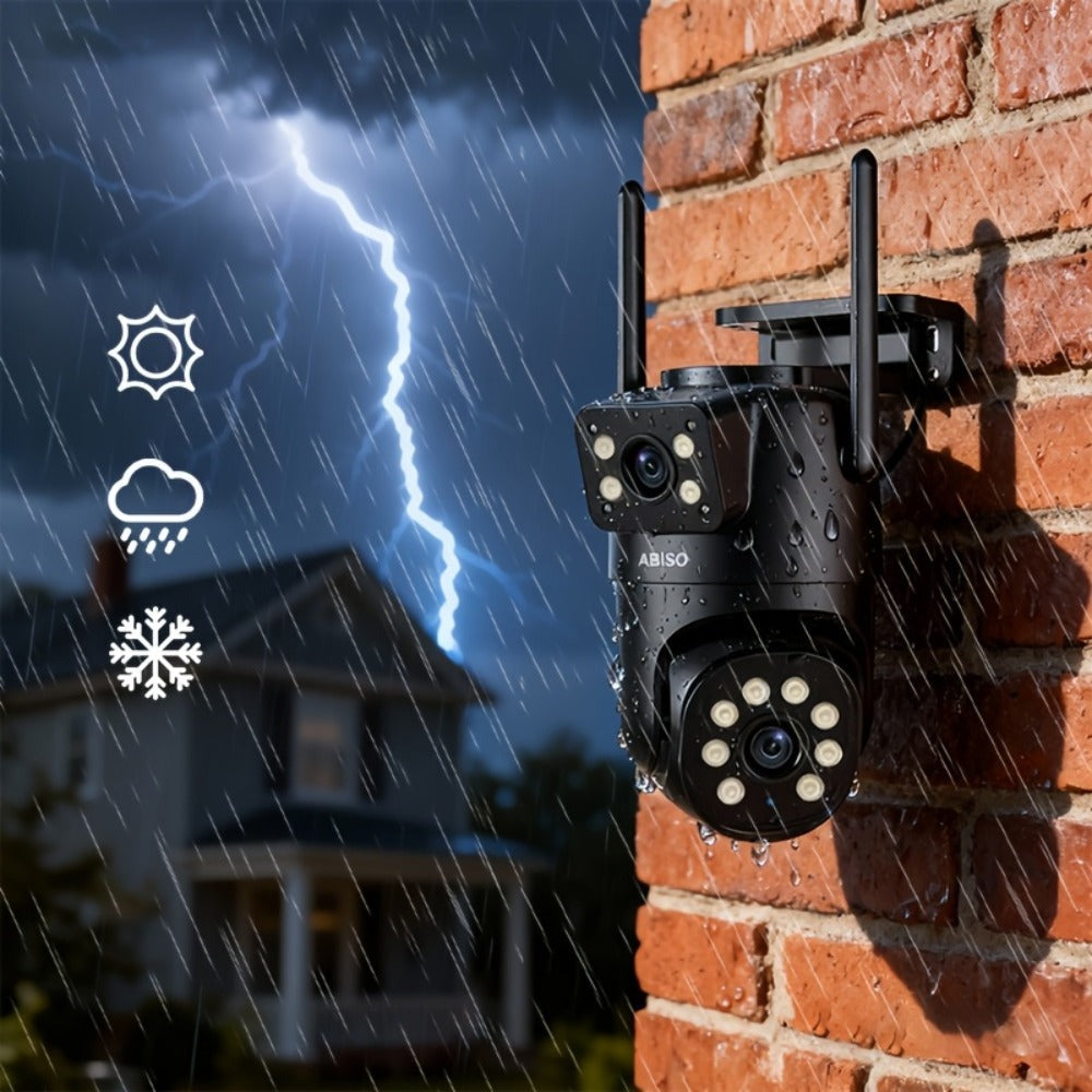 Cámara de seguridad multifuncional inalámbrica para exteriores con wifi, monitoreo de seguridad 2K de alta definición, lente dual, rotación automática, panorámica, inclinación, visión nocturna, detección de movimiento, llamada bidireccional, cámara de seg