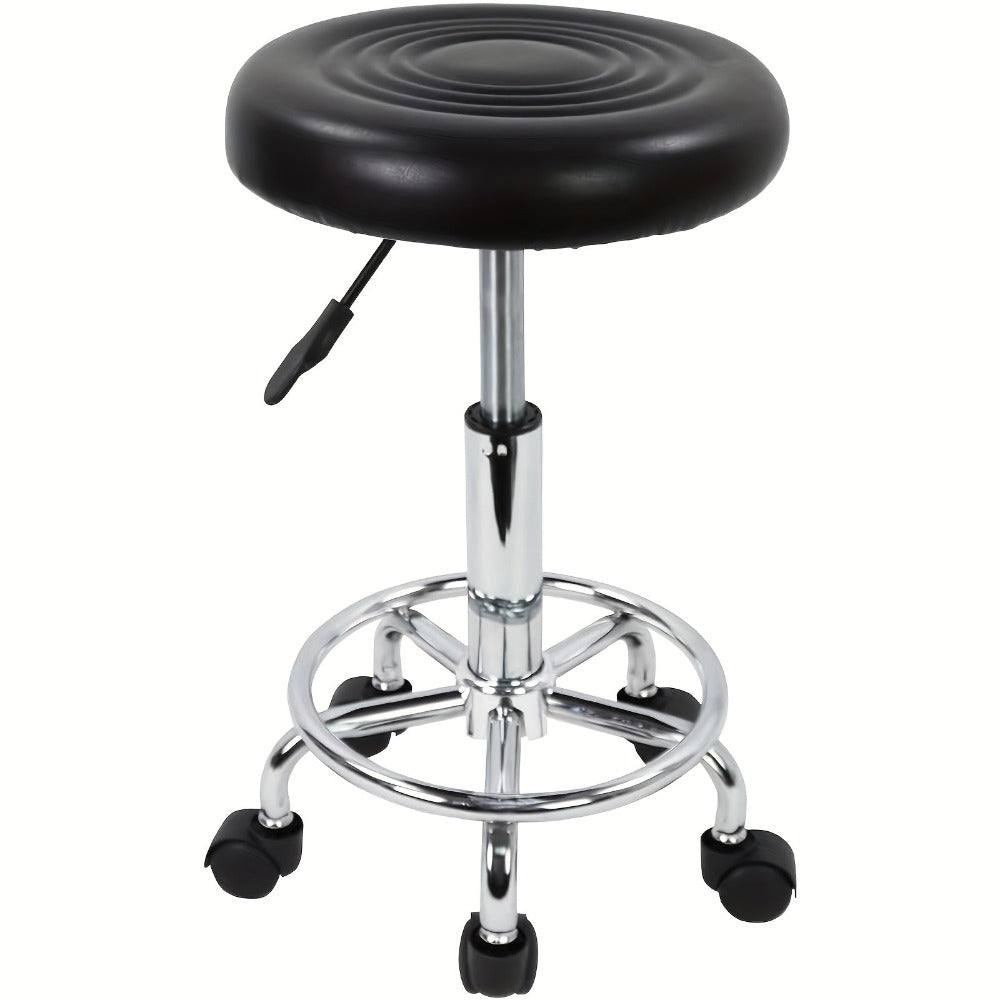 Taburete de bar giratorio con respaldo y altura ajustable, silla de metal rodante hidráulica de alta resistencia de 181.44 kg para cocina, salón, oficina, masajes y clínica