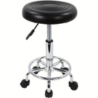 Taburete de bar giratorio con respaldo y altura ajustable, silla de metal rodante hidráulica de alta resistencia de 181.44 kg para cocina, salón, oficina, masajes y clínica