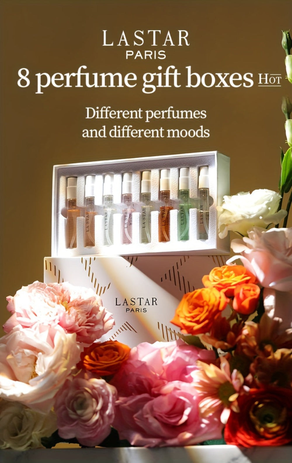 LASTAR Caja de Regalo de Perfume, 8 Bolsillos de Perfume, Fragancia Fresca para Mujer Perfume Duradero, Flores de Frutas Amaderadas con Combinación de Aromas Diferentes, Artículo Esencial para el Hogar, Citas y Viajes, Buen Regalo de Vacaciones para Mujer