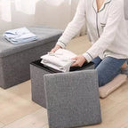 Reposapiés otomano de almacenamiento, taburete plegable para pies, caja de almacenamiento, taburete para el hogar, taburete para pies, banco, caja grande para guardar ropa de lino