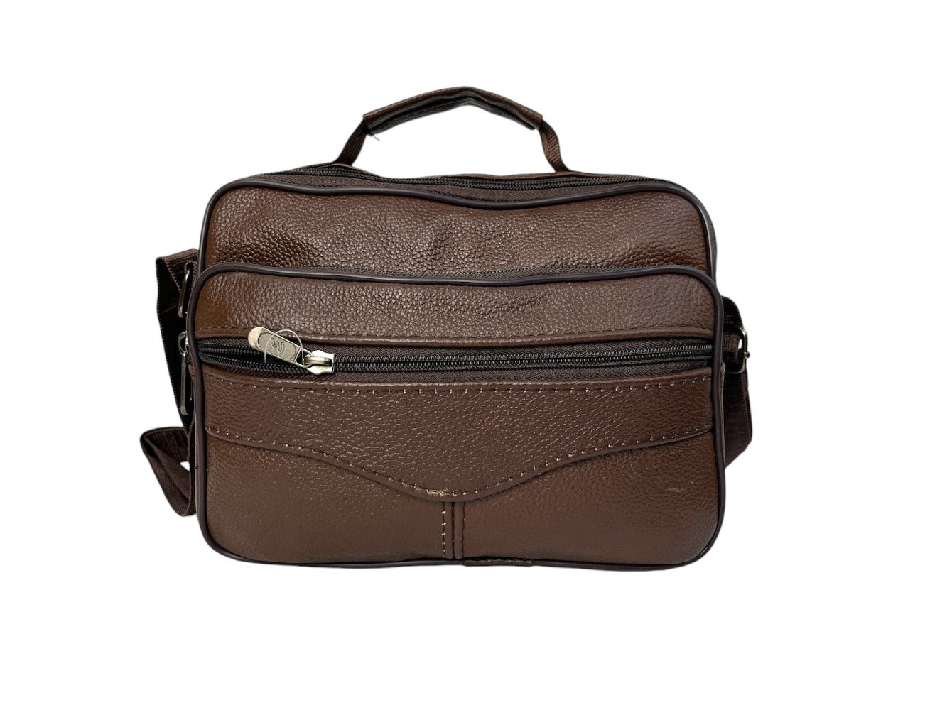 MEJORADA DL-71 Bolso de hombro de cuero genuino para hombre, bandolera horizontal de piel auténtica multibolsillo para hombre