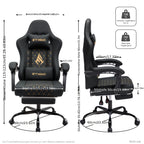 Silla de oficina | Silla Gaming con Reposapiés, Silla Ergonómica para Ordenador y Videojuegos, Silla Giratoria Ajustable para Tareas con Soporte
