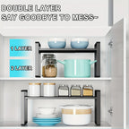 Organizador de Estantes de Cocina Metálicos Ajustables y Expandibles, Estante de Especias para Alacenas y Encimeras, Ideal para Despensa, Baño - Estantes de Soporte Superior Multiusos, Organizadores y Almacenamiento de Cocina, Estantes de Utilidad