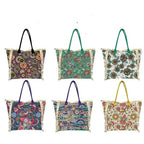MEJORADA Bolso de Playa Grande con Estampado Colorido y Flecos, Estilo Tote con Forro Interior, Tamaño 55x35x20 cm - Ideal para Playa, Piscina y Viajes