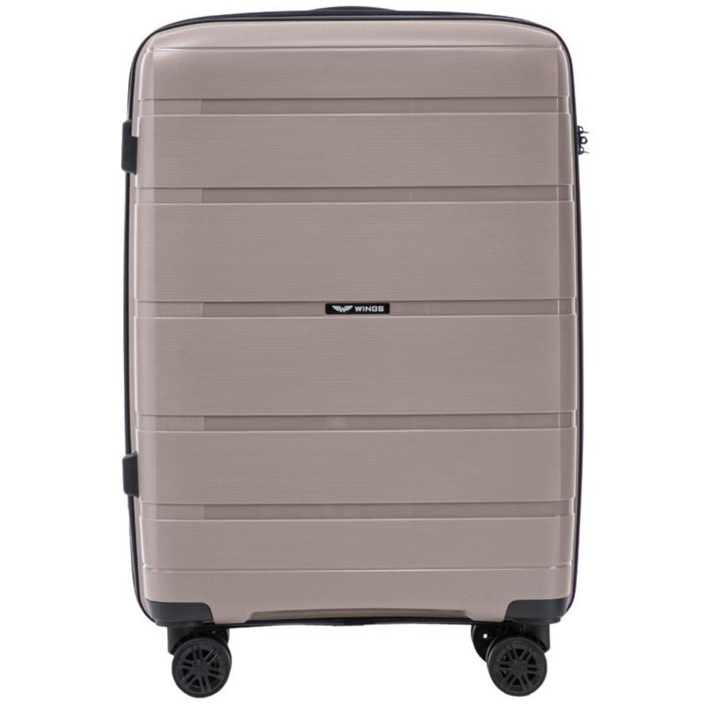 Maleta Rígida de 24" 65 × 44 × 25 Cm / Color Champán / Equipaje Resistente a Daños / ASA TELESCÓPICA / 4 Ruedas Dobles de 360° / Cerradura con Código / Asas Laterales y Superiores HAWFINCH