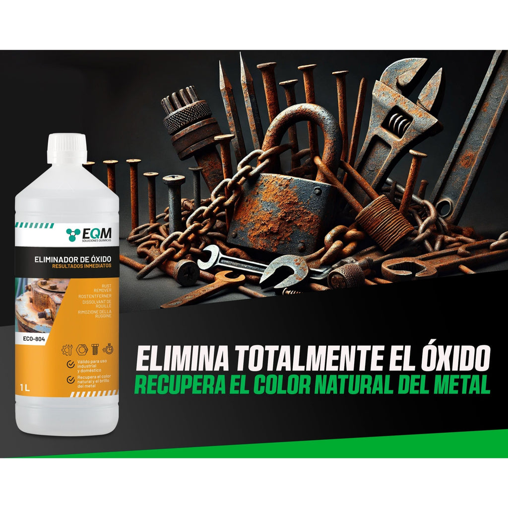 EQM - ECO-804 - Eliminador de Óxido Profesional - Remueve el óxido Completamente - Recupera el Color Original del Metal - Efecto inmediato