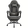 Silla de gaming SUKIDA de tela, silla de gaming ergonómica con reposapiés, silla de carreras para ordenador ajustable con soporte lumbar, silla ergonómica para PC negra