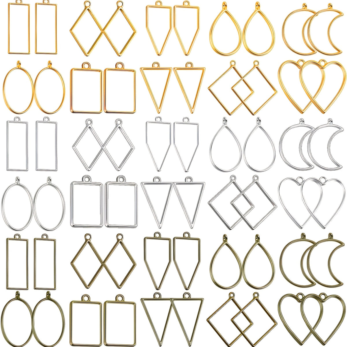 60 piezas de colgante de marco hueco de resina - Marco artesanal de resina variant image