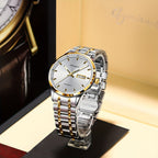 Un reloj de hombre tradicional y sofisticado con un calendario luminoso, fabricado con una correa de acero inoxidable, lo que lo convierte en un regalo ideal para hombres. El reloj mecánico automático Dianpai para negocios, sin batería.