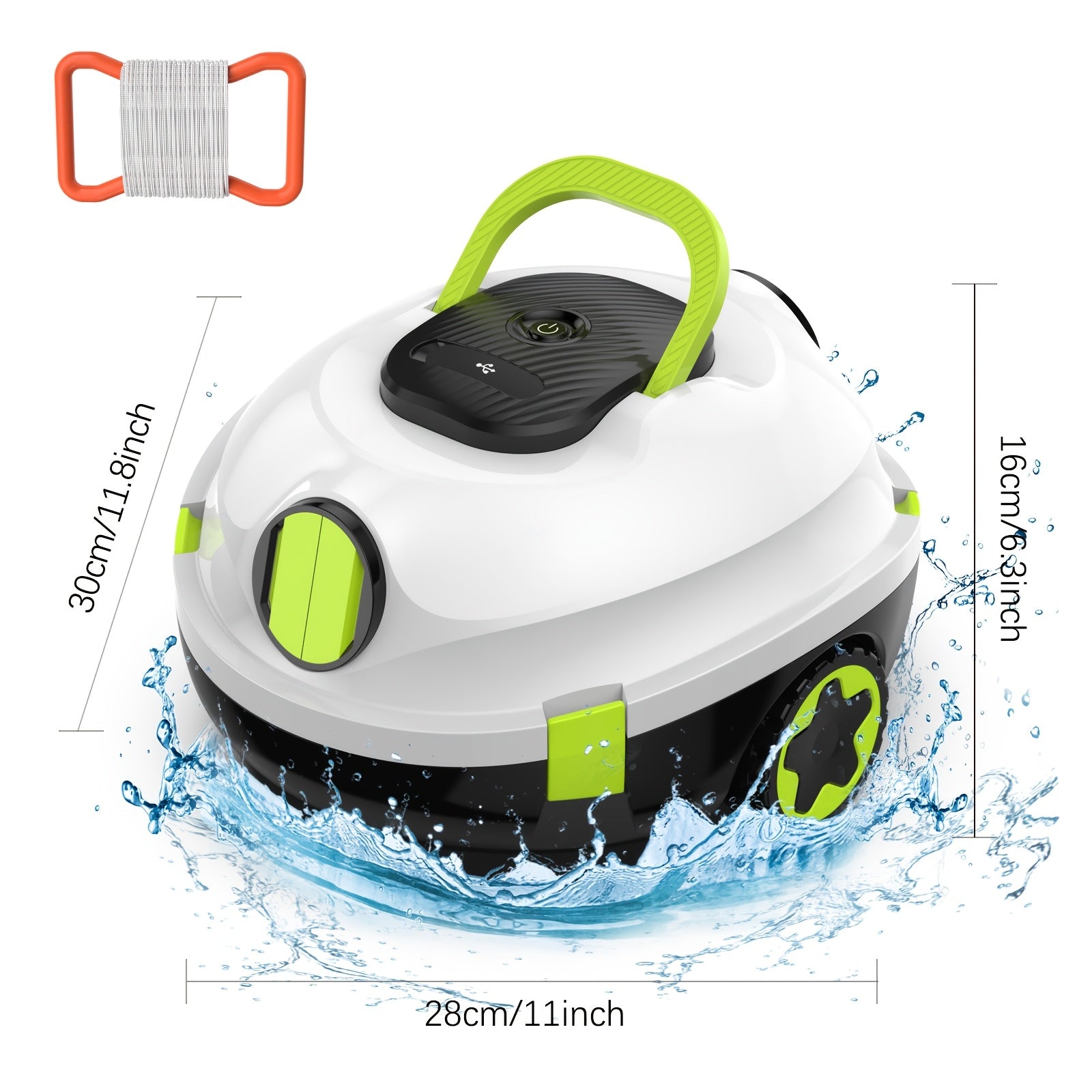 Limpiadora de piscina automática inalámbrica INSE Y10 - Segura para natación familiar (niños y adultos), succión de 27500 Pa, cesta de filtro de gran capacidad de 2.2 L, IPX8, apta para piscinas de más de 2.5 m de profundidad, autoestacionamiento, impresc