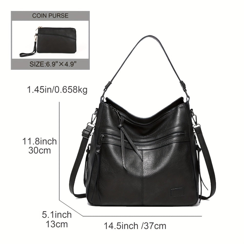 Mochila-bolso tote simple de gran capacidad con múltiples bolsillos para desplazamientos diarios, bolso de mano para usar bajo el brazo, casual y versátil, bolso cruzado de hombro único de gama alta