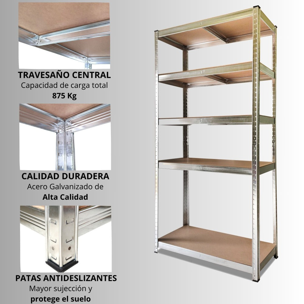 Estantería Metálica Galvanizada Nyana Home 875kg 5 Baldas 180x90x40cm
