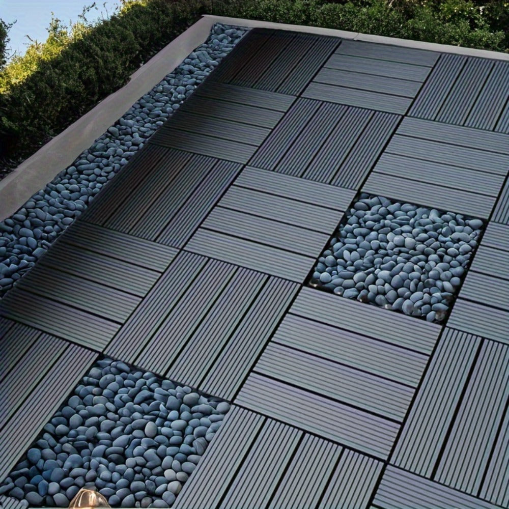 Baldosas de plástico entrelazadas para terraza, paquete de 54 baldosas impermeables para pisos de patio para uso en exteriores e interiores - Ideal para porche, piscina, balcón, patio trasero - Fácil instalación y material PP resistente