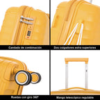 Maleta de cabina de 55x39x21.5cm (46L) de polipropileno - Candado incrustado - 20 pulgadas - RK06 Choco Azul Marino