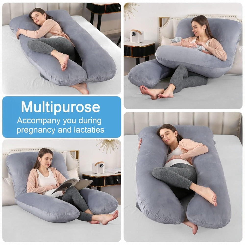 Almohadas De Embarazo para Dormir, Almohada De Cuerpo Completo, Grande En Forma De U Almohada De Cuerpo Completo, Almohada Ultra Suave, Almohada Embarazada Dormir, Sleep Confort Almohada, Forma de U Almohada de Lactancia Corporal, Almohada Apoyo y Cuerpo