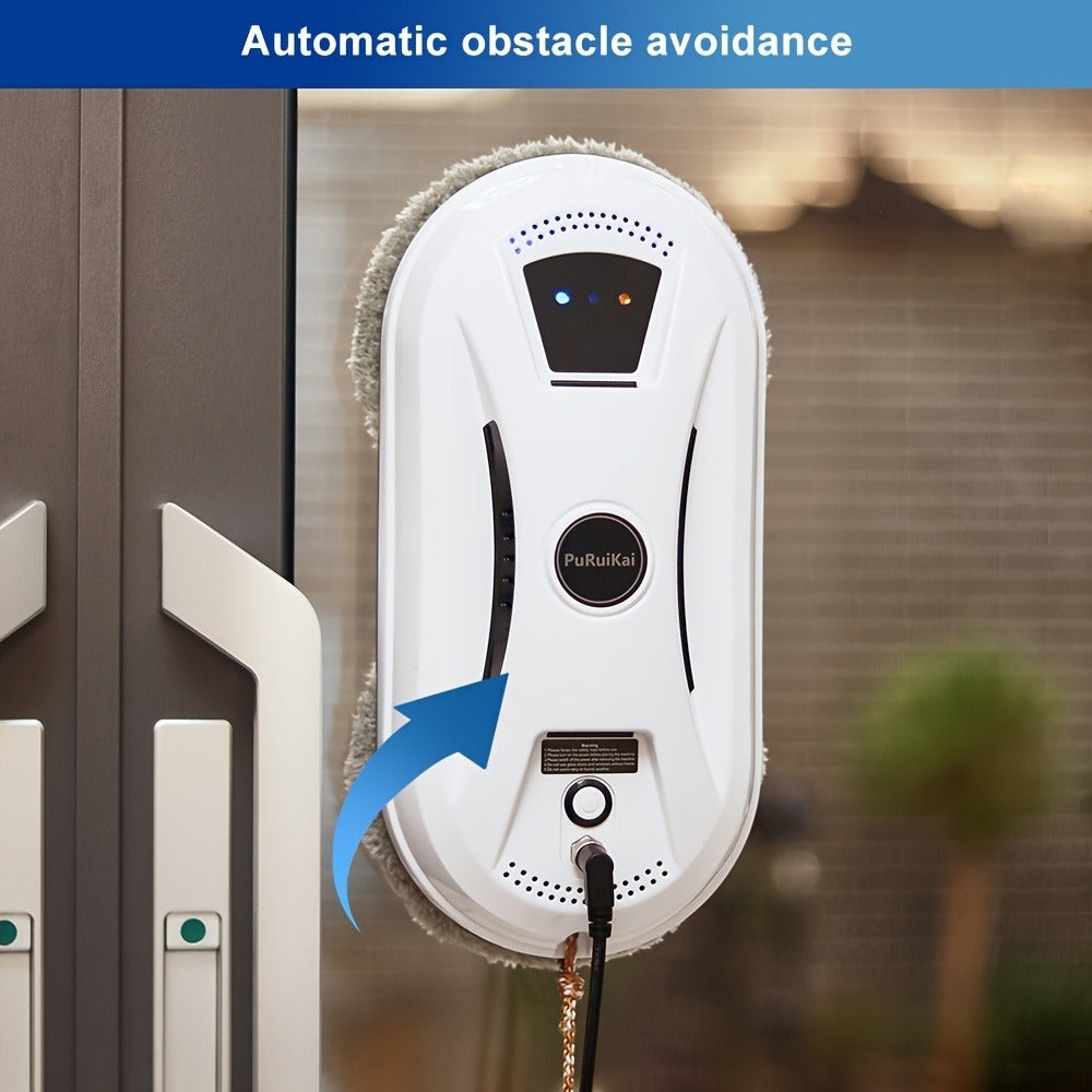 [Nuevo Plug-In 2026] Puruikai02 Robot de Limpieza de Ventanas Totalmente Automático | Alimentación Continua + Control Remoto Inteligente | Cuerda de Seguridad Anti-Caída de 4.5M | Incluye 10 Paños de Limpieza + Botella de Spray | Almacén Local Envío Inmed