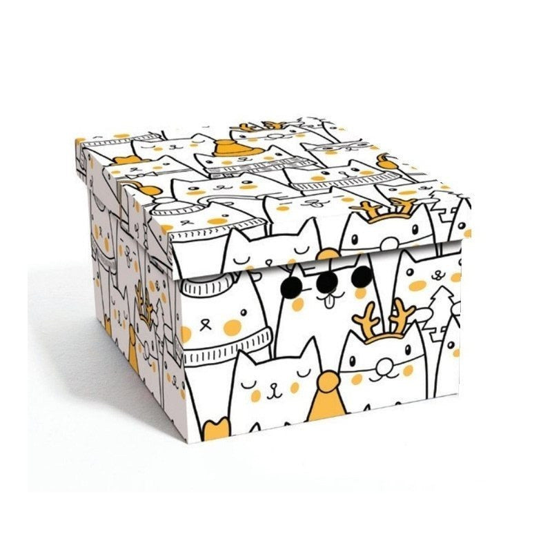 Caja de almacenamiento decorativa de cartón, 1 pieza, con estampado, para ropa, artículos pequeños, documentos, ideal para hogar, oficina o armario, dimensiones: 35x26.3x18.6 cm