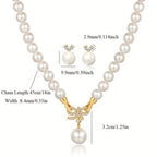 Joyería para mujer de plata 925, collar con lazo de perlas de agua dulce, aretes de botón con perlas de circonita sintética y orejas de conejo, grado AAAA, criado a mano, tamaño grande de 8 mm, seleccionado, Halloween, Navidad, Día de San Valentín, cumple