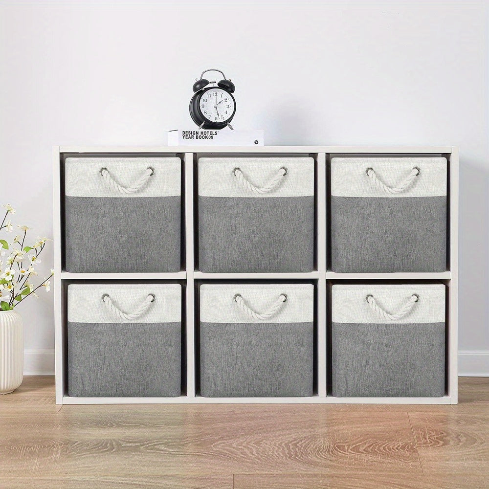 Contenedor de Almacenamiento Plegable con Asas, Cesta de Tela para Organizar Estantes, Gabinetes y Armarios; Robusto y Ligero para la Organización del Hogar, Cestas para Estantes