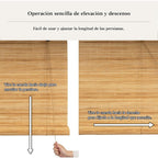 NQT Persiana Estor Enrollable de Bambú Natural, Protección Solar y Privacidad para Ventana