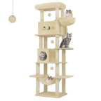 Rascador grande, árbol para gatos de 210 cm, con 8 postes rascadores, posadero, 2 cuevas, tapete lavable, hamaca, pelotas de felpa, rascador de varios pisos para gatos grandes, gris claro, gris oscuro