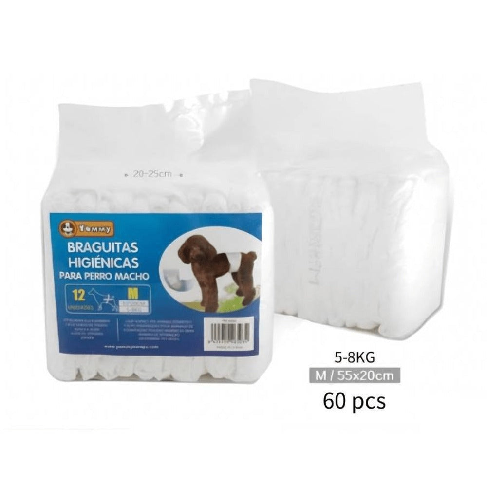 Pañales para mascotas (60 unidades) | Pañal para perros machos | Suaves y cómodos | Transpirables | Apto para perros pequeños, medianos y grandes | Para uso doméstico o de viaje | Tallas XS, S, M, L, XL | 60 unidades por paquete