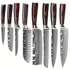 Juego de 8 cuchillos, Cuchillo de chef, Cuchillo de cocina universal, Acero inoxidable alemán, Mangos ergonómicos de Pakkawood para restaurante doméstico