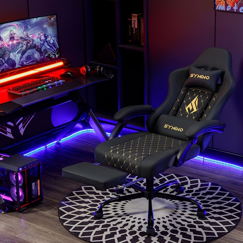 Silla de oficina | Silla Gaming con Reposapiés, Silla Ergonómica para Ordenador y Videojuegos, Silla Giratoria Ajustable para Tareas con Soporte