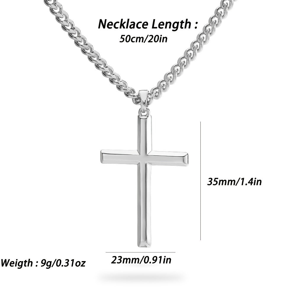 Collar con colgante de cruz de plata 925 con diseño de cadena clásica, adiciones de joyería estilo fiesta hip-hop, regalo para el Día de San Valentín, Día del Padre, incluye embalaje en caja de regalo